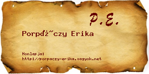 Porpáczy Erika névjegykártya